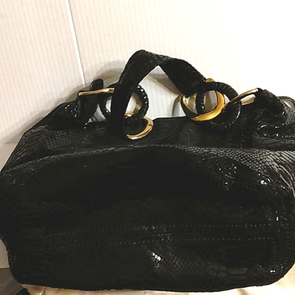 👜Must See! Gorgeous MICHAEL KORS Black Python Embossed Leather Shoulder H… - Picture 10 of 16